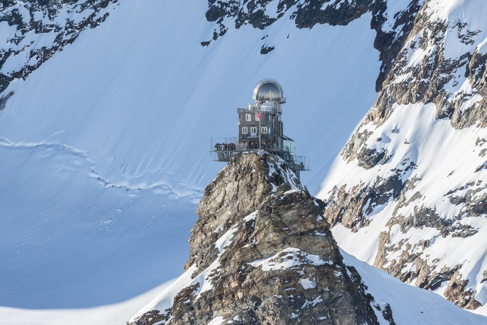 View of the Sphinx Observatory on Jungfraujoch, one of the highest observatories in the world located at the Jungfrau railway station, Bernese Overland, Switzerland. @shutterstock