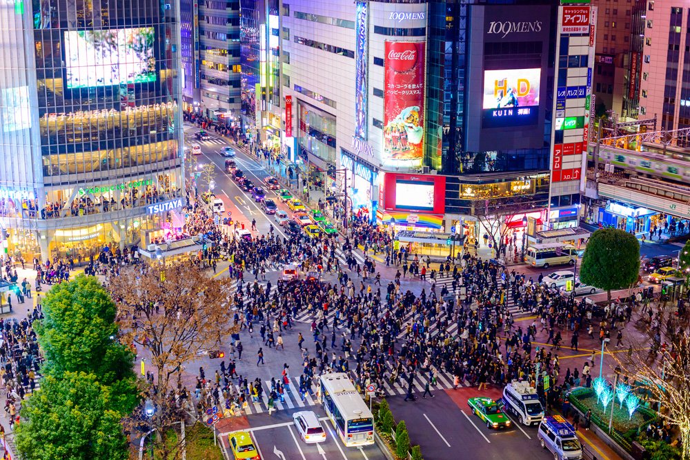 @shutterstock SHIBUYA CROSSING from above Tokyo for female solo traveler