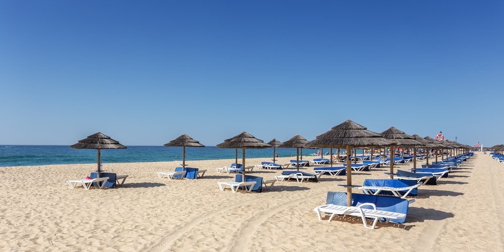 Portugal points of interest - Amazing beach on island of Tavira. Algarve Portugal