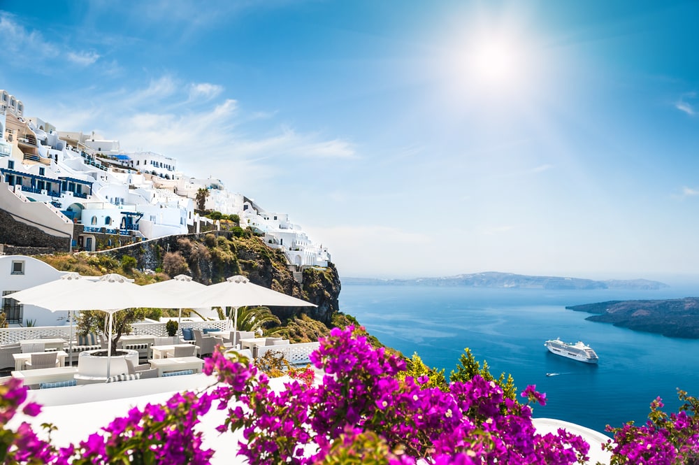What to do in Greece Santorini island, Greece. Beautiful landscape with sea view