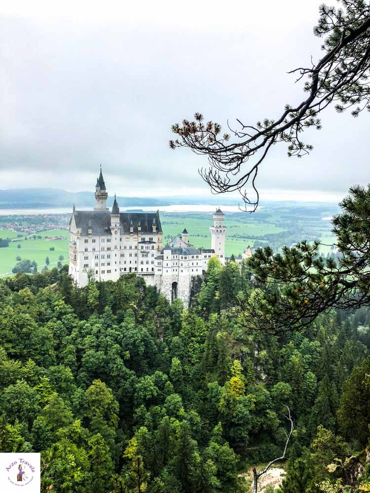 Best fairytale castle Neuschwanstein Castle, Waterfall near Marienbrücke