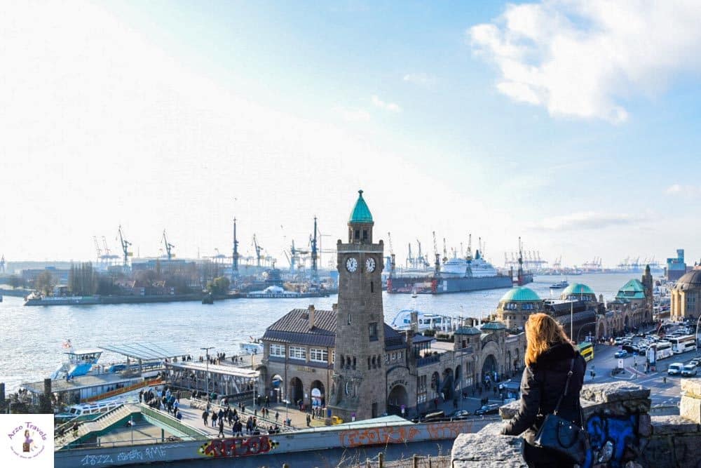 Hamburg Harbor, Landungsbrücken with a view