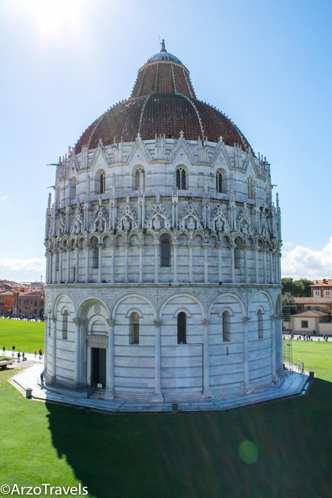 The Baptistery seen from the wall, what to do in Pisa in one day