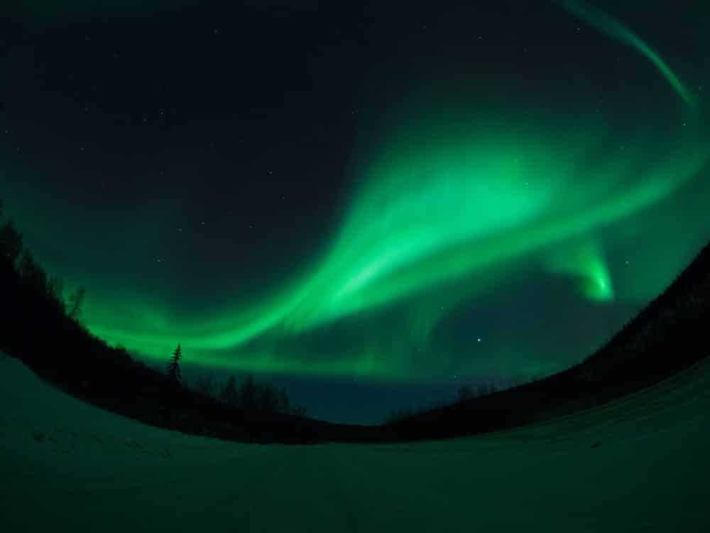 Aurora in Alaska in winter