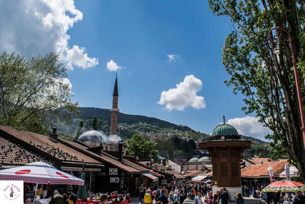 Sarajevo Baščaršija Square and Sebilj Fountain are the main attractions
