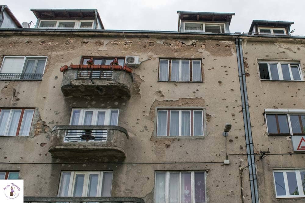 Sarejevo houses near Sniper´s Alley with bullet holes