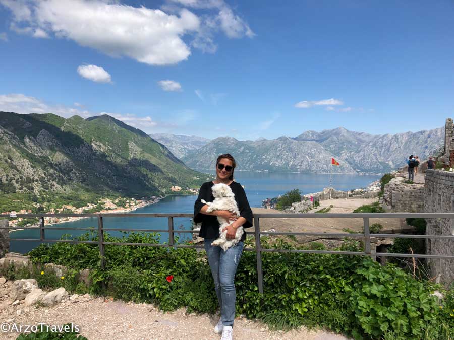 St. Johns Fortress in Kotor. Traveling in Kotor with a dog