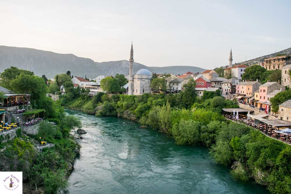 View from old bridge, one of the most Instagrammable places in Mostar