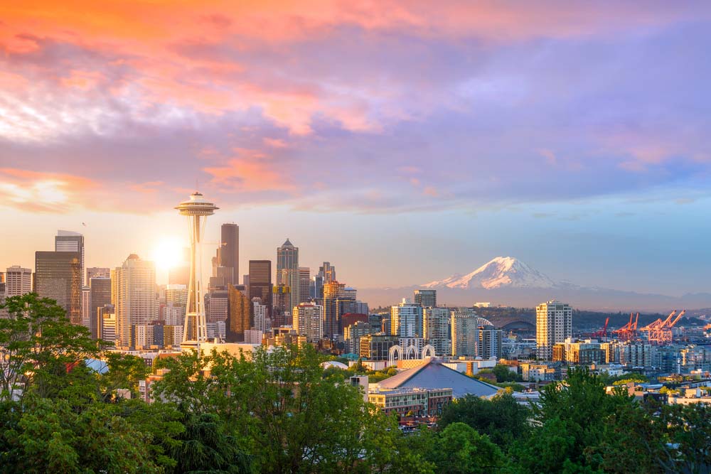 View of downtown Seattle skyline in Seattle Washington, USA best thing to do in Seattle in 3 days