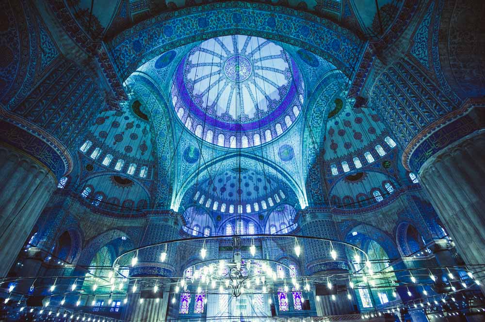 Interior of the Blue Mosque, Istanbul is a must-see in 2 days