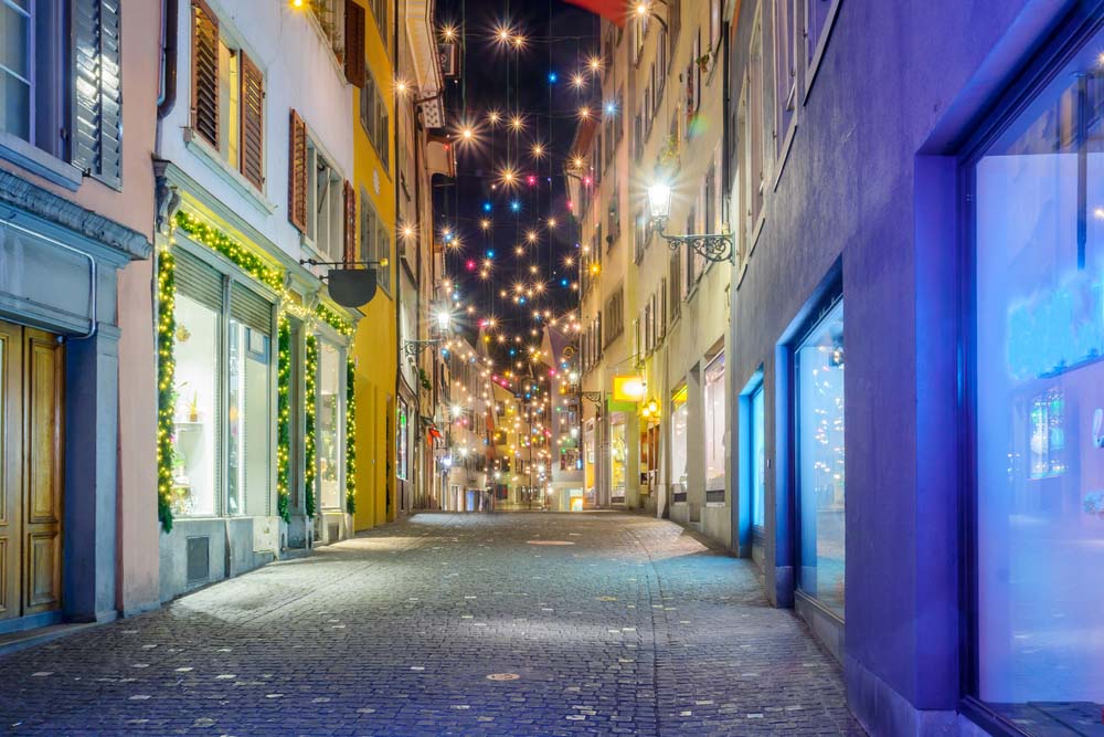 Old Town in December in Zurich, Switzerland