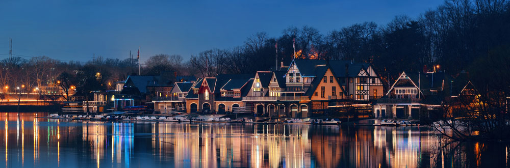 Boathouse Row in Philadelphia as the famous historical landmark