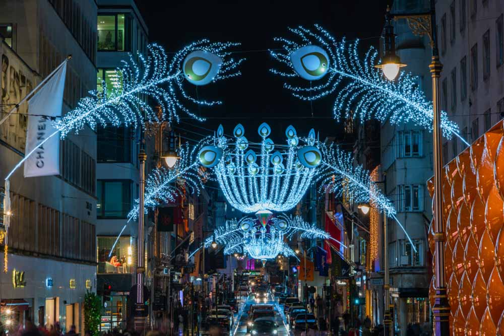 Christmas decorations in New Bond Street is one of the most beautiful places in winter