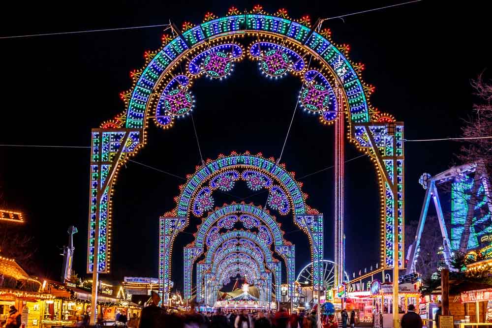 Christmas fair in Hyde park, one of the best places to visit in London in winter