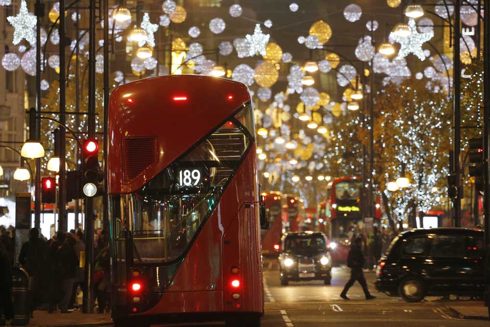 Red bus in London during winter time travel guide