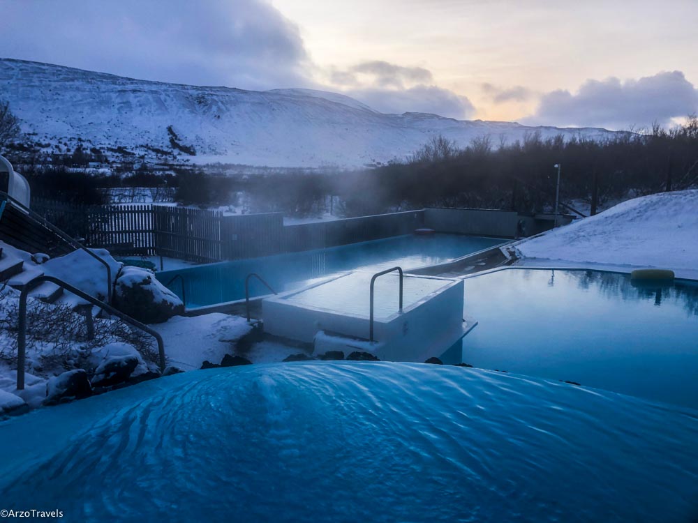 Hot pools in December in Iceland