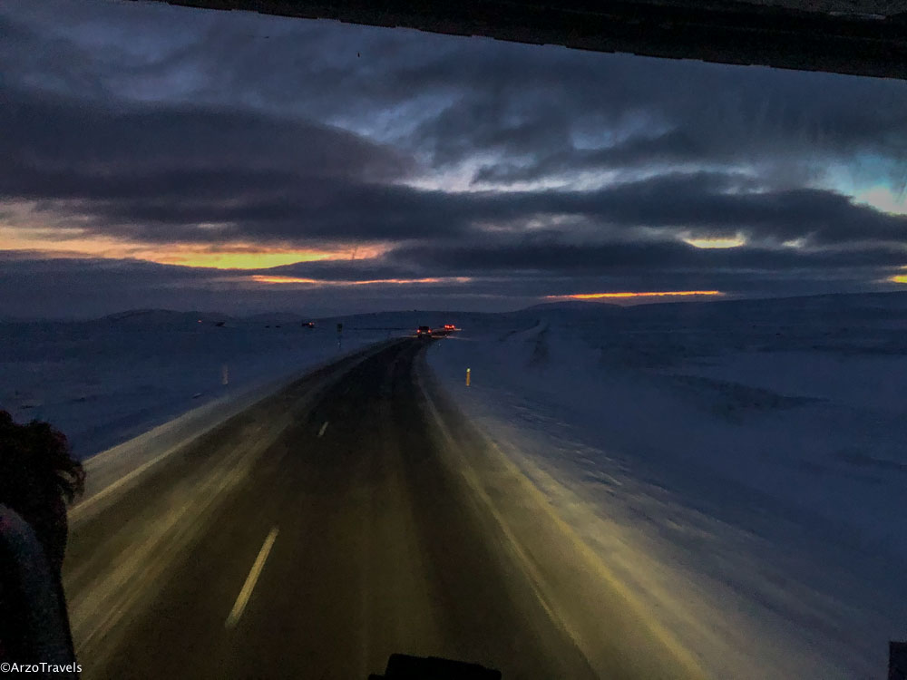 Sunrise in Iceland in winter
