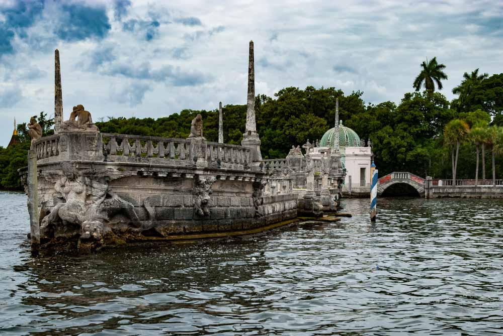 Waterfront view Villa Vizcaya Museum and Gardens in Miami Florida