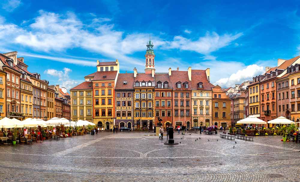 Old town square in Warsaw in a summer day, Poland_