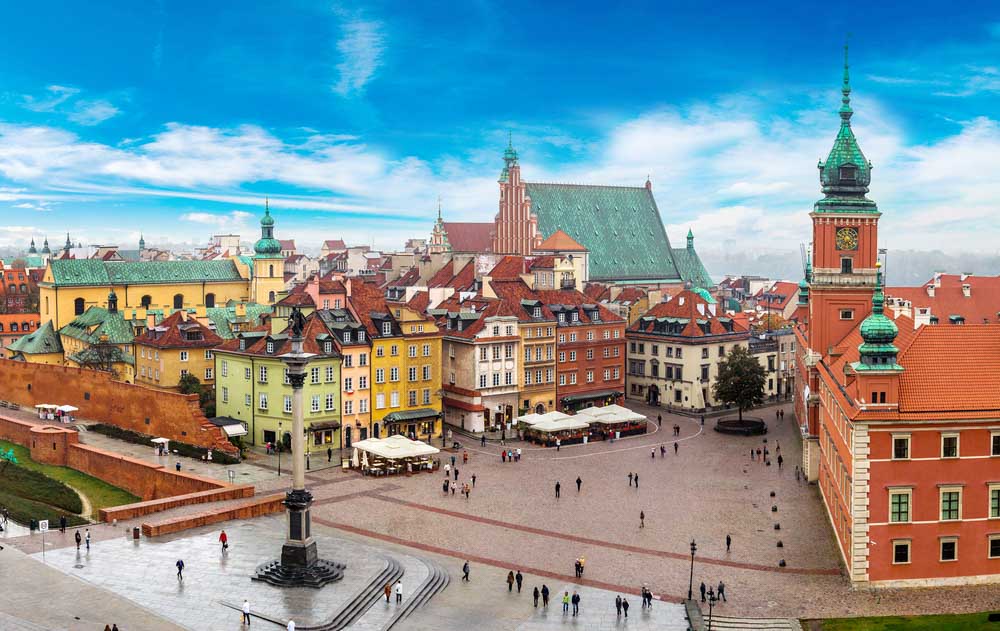 Panoramic view of Warsaw in a summer day n Poland_