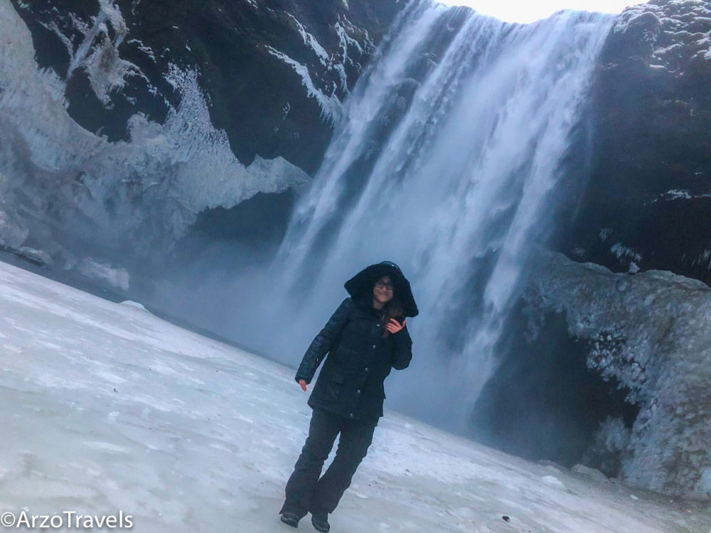 Skógafoss Waterfall in winter in Iceland