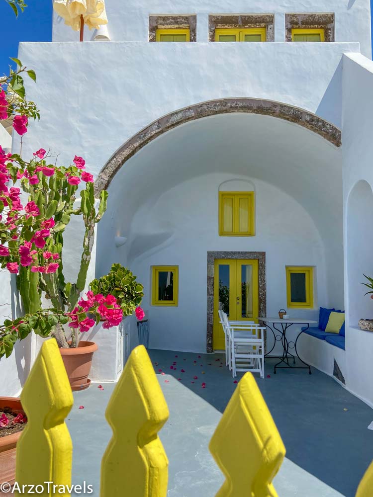Colorful Pyrgos in Santorini, Greece with Arzo Travels