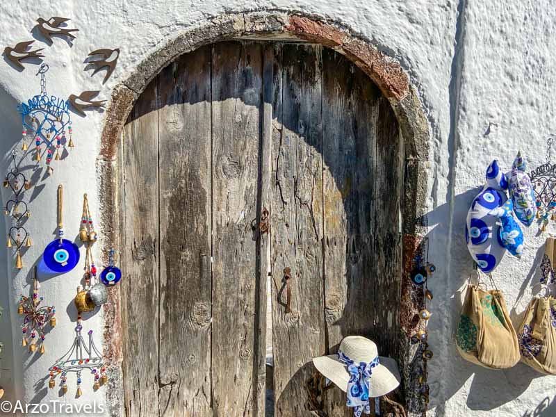 Doors in Pyrgos in Santorini, Greece with Arzo Travels