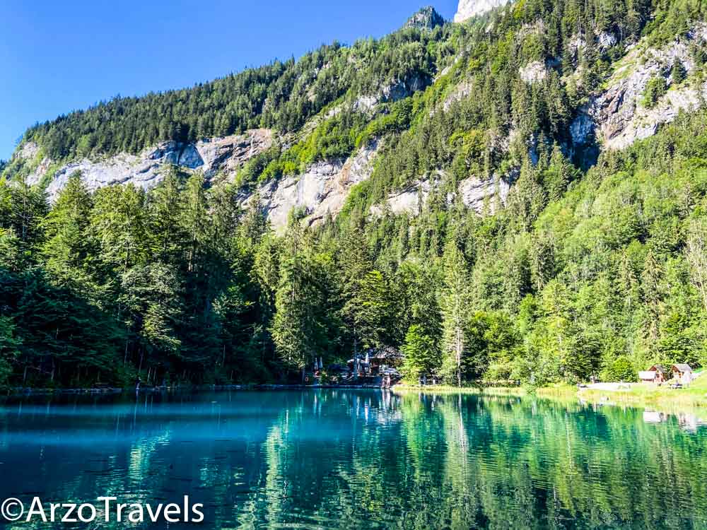 Background Lake Blausee in Switzerland