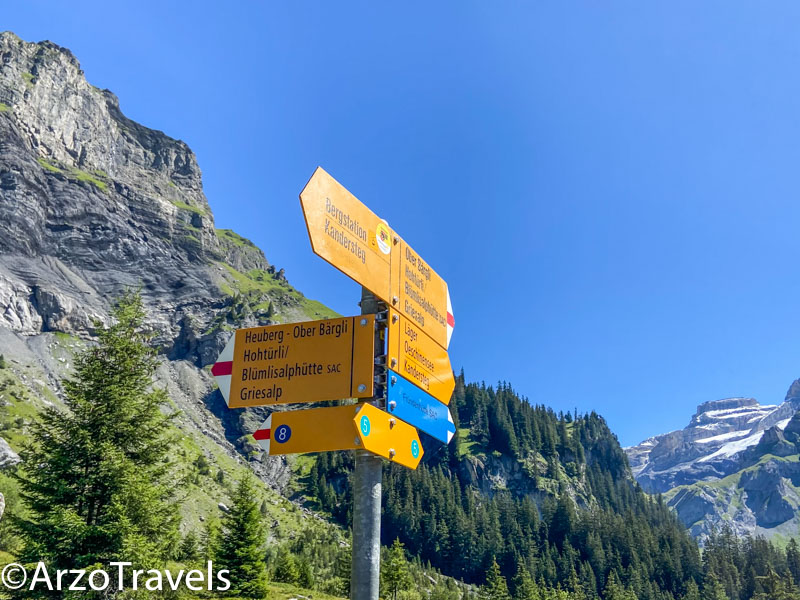 Signs at Oeschinensee Heuberg with Arzo Travels
