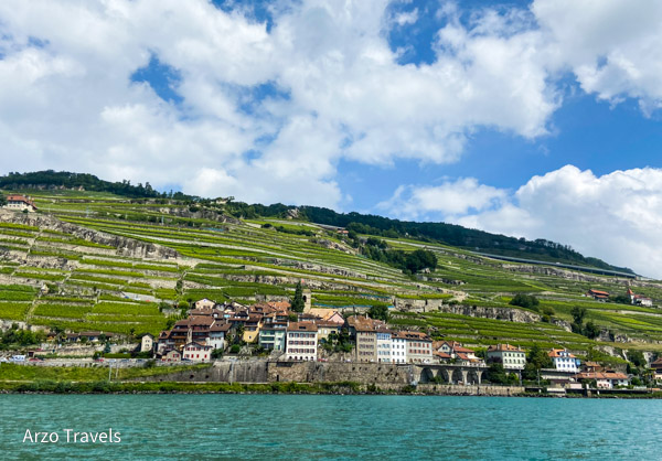 Lavaux vineyeards seen from the boat cruise