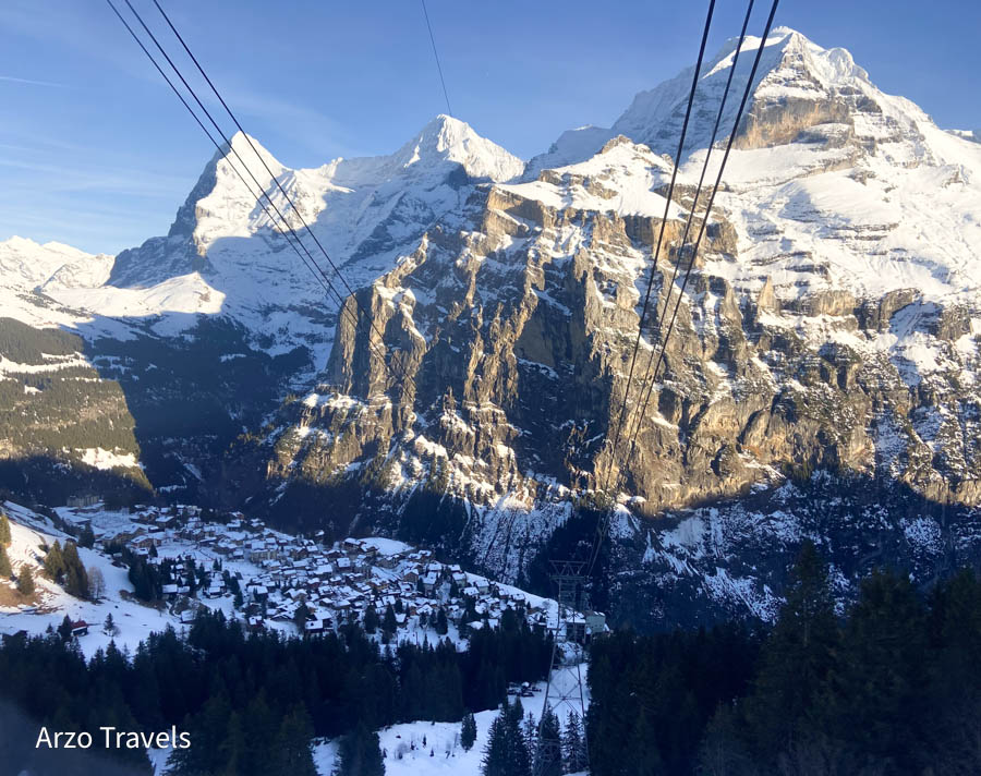 Views from cable car from Mürren to Birg