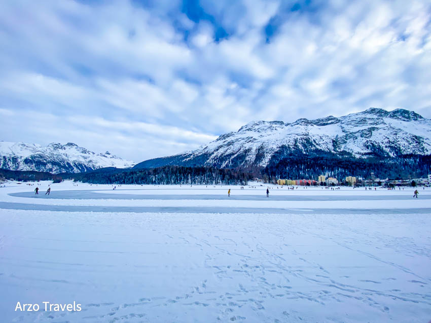Ice rink in St. Moritz on St. Moritz Lake