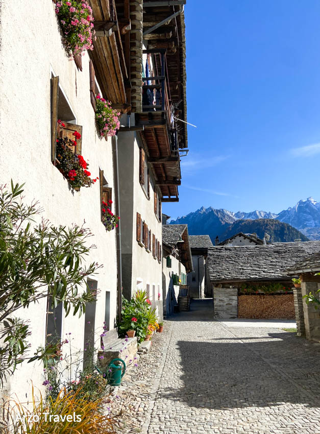 Stone houses and streets in Soglio