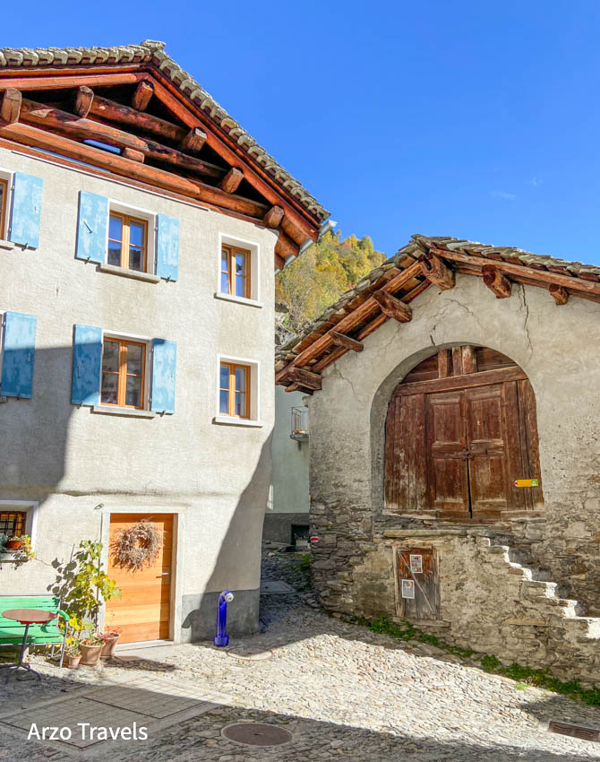 Traditional stone houses in Soglio, Switzerland
