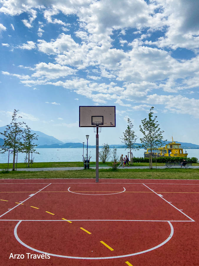 Basketball court at Lake Zug