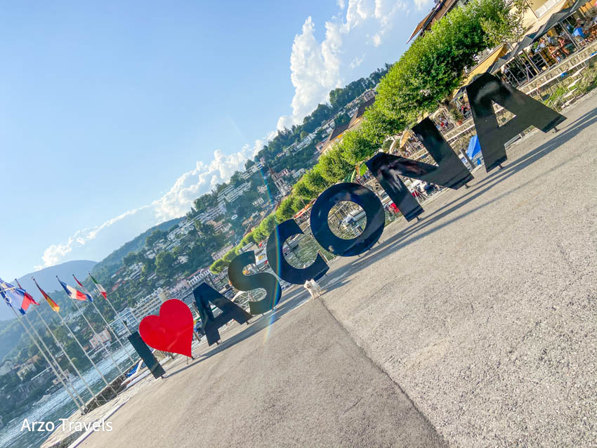 I heart Ascona sign at Lake Maggioare
