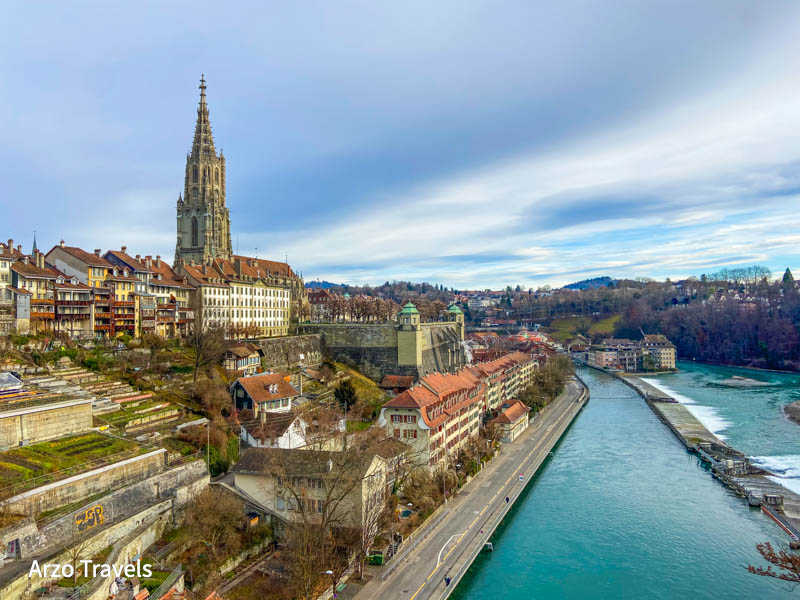 Views from bridge of Bern Cathedral
