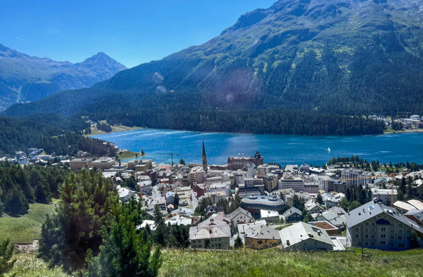View of St Moritz from Corvaglia mountain