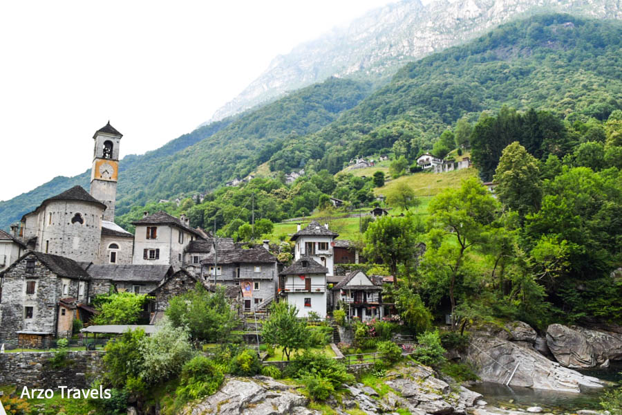 Lavertezzo village in Valle Verzasca in Switzerland