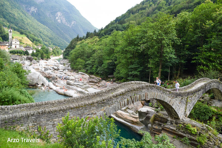 Ponte Lavertezzo in Valle Verzasca valley in Switzerland