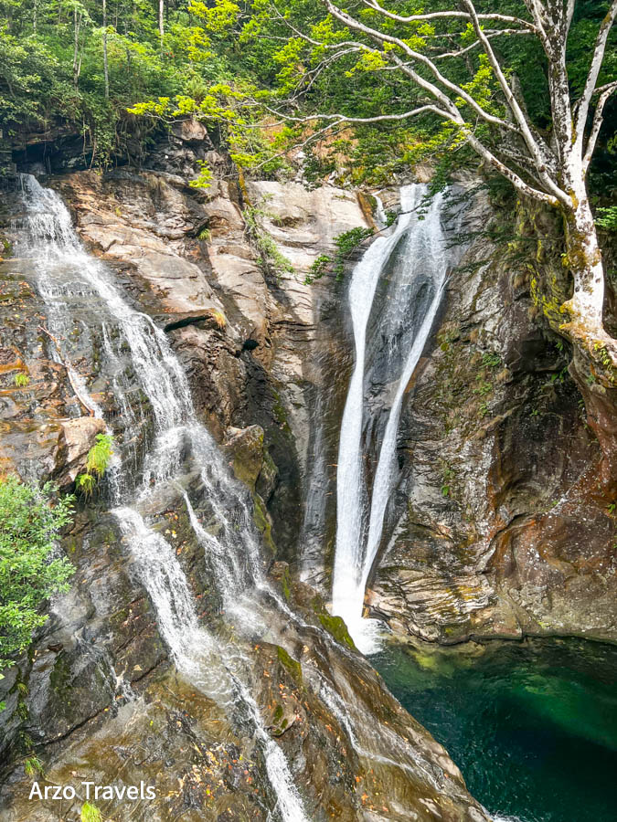 Waterfall in Valle Verzasca along the way