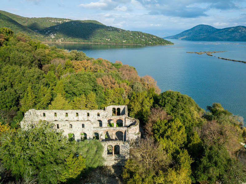 old church surrounded by forest in Butrint national park located in Albania Europe. one of the top archeological sites around the world . saranda . albanai