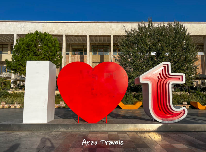 I heart Tirana sign in Tirana