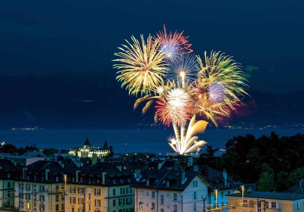 Swiss National Day, celebration in Lausanne with fireworks Arzo Travels