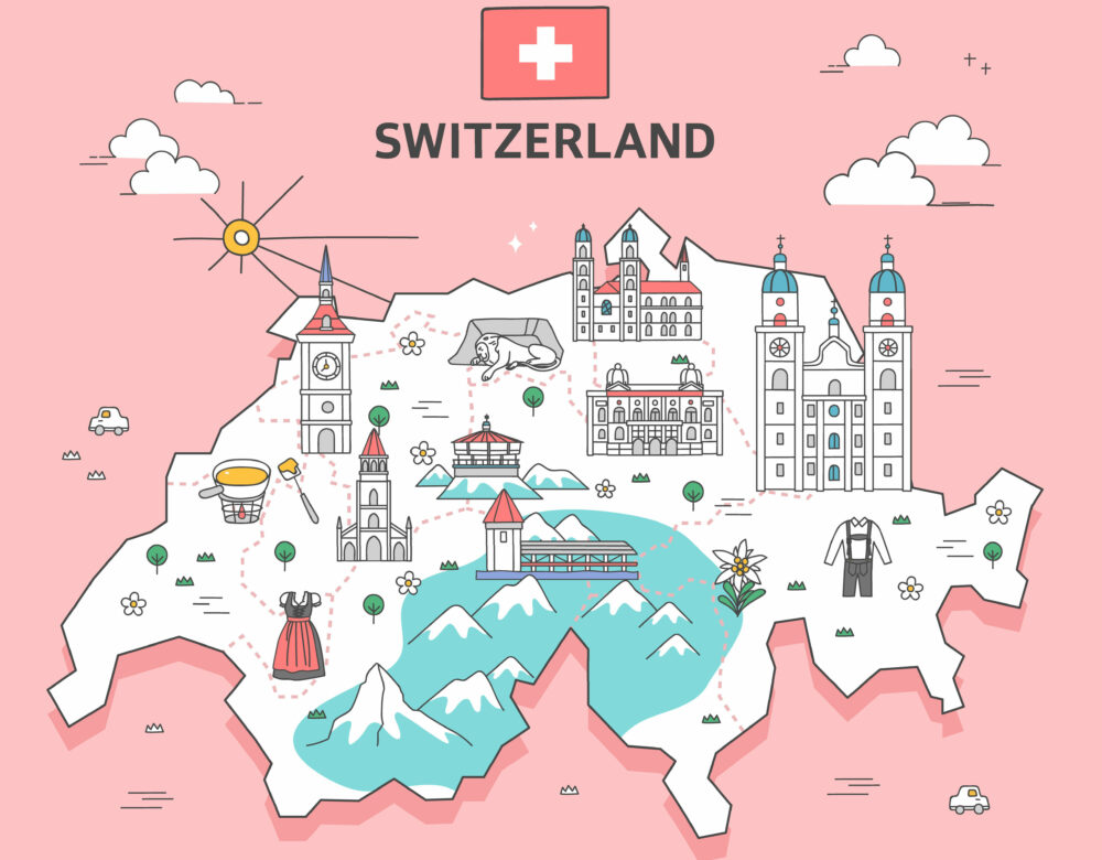 Switzerland map with public holidays